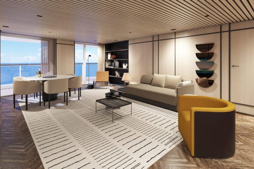Blick in den Wohnbereich einer Haven-Suite. Grafik: Norwegian Cruise Line