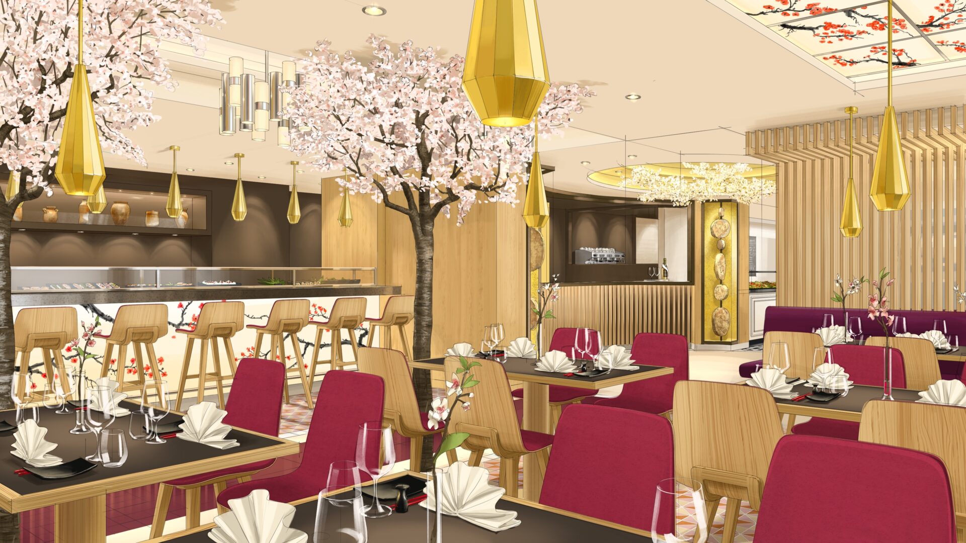 AIDAdiva, Restaurantbeispiel im neuen Look, (Rendering). Foto: © AIDA Cruises