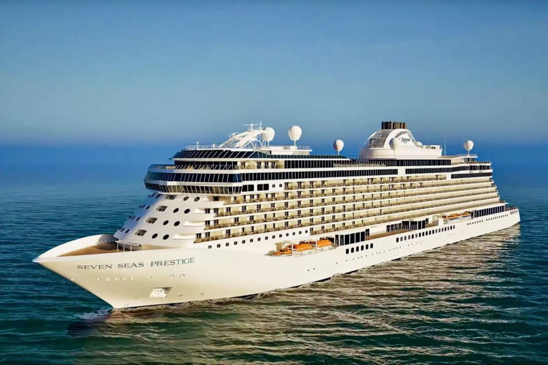 Als erstes von zwei Schiffen der Prestige-Klasse wird die Seven Seas Prestige im Jahr 2026 zu ihrer Jungfernfahrt aufbrechen. Foto: © Regent Seven Seas Cruises (Motionstil)