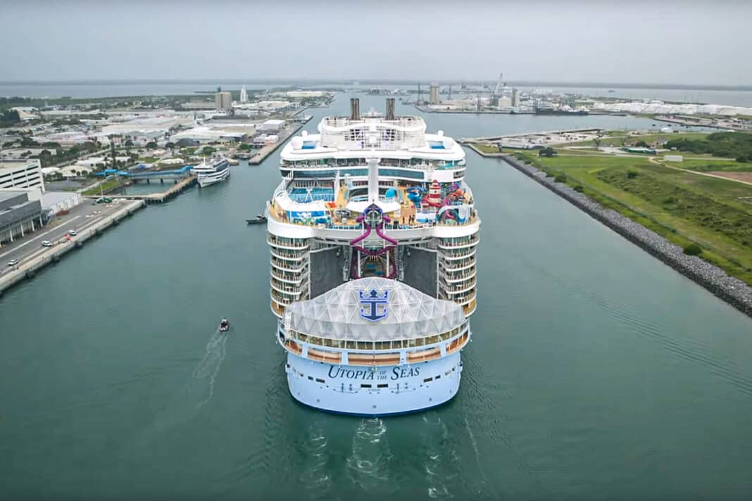 Die Utopia of the Seas von Royal Caribbean International ist am Donnerstag, 11. Juli, zum ersten Mal in Port Canaveral (Orlando), Florida, eingetroffen. Foto: © Royal Caribbean International