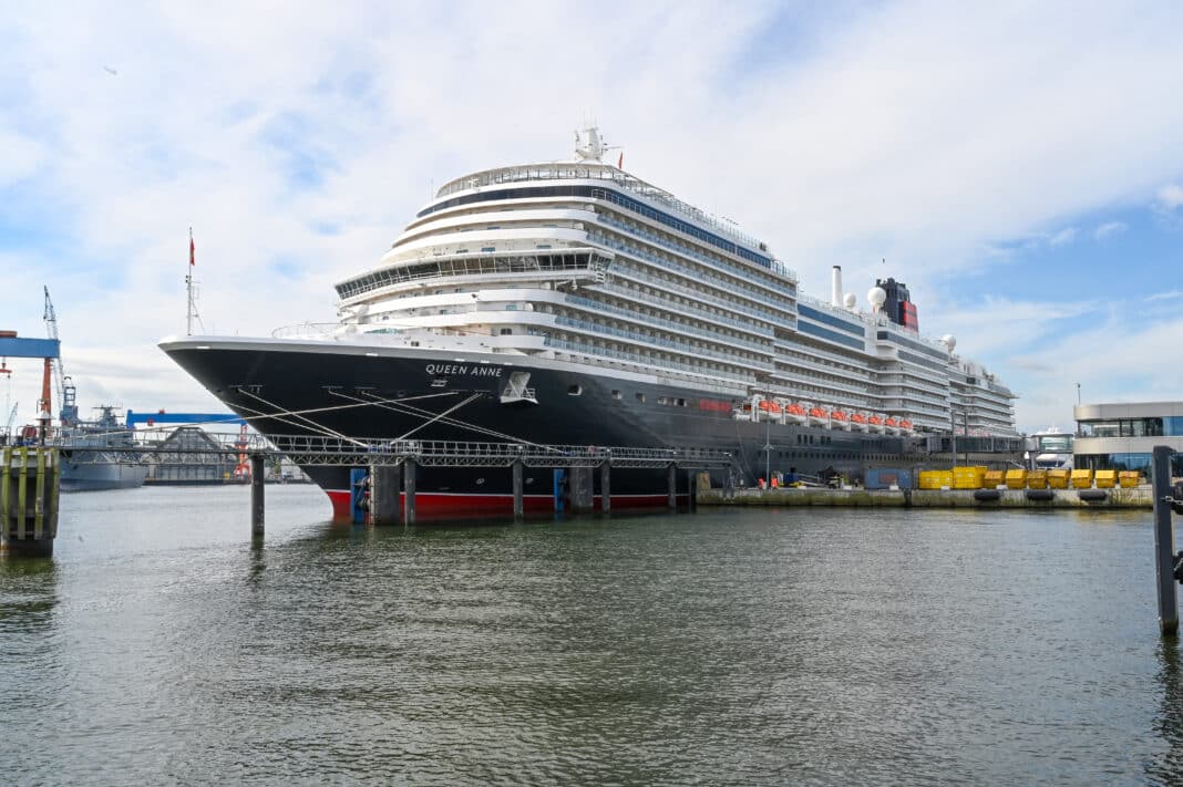 Die Queen Anne hat am 11. Juli 2024 zum ersten Mal in Kiel festgemacht. Foto: © Cunard Line